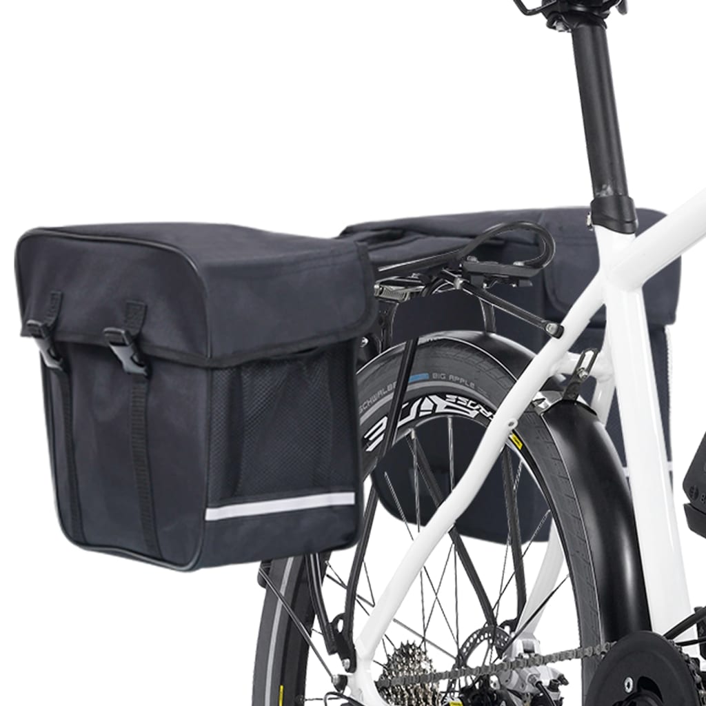 Doppel-Fahrradtasche für Gepäckträger Wasserdicht 35 L Schwarz