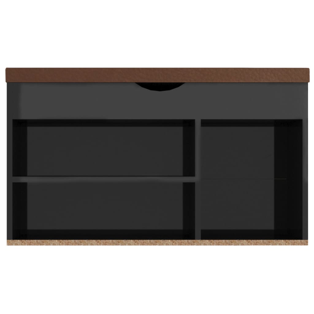 Schuhbank mit Kissen Hochglanz-Schwarz 80x30x47cm Holzwerkstoff