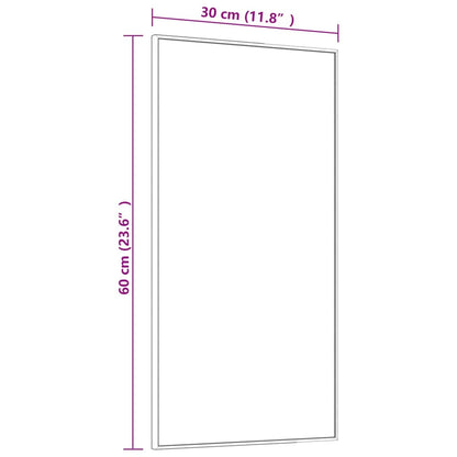 Türspiegel Schwarz 30x60 cm Glas und Aluminium