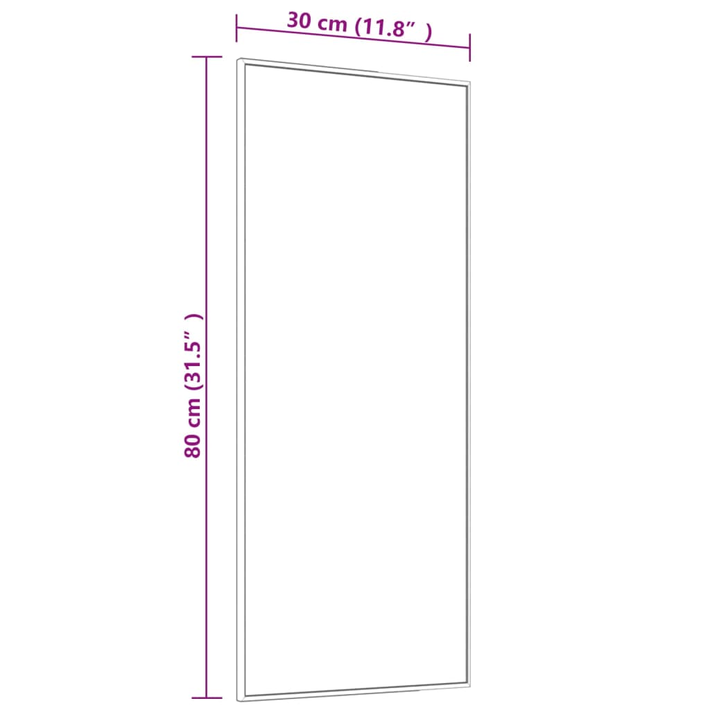 Türspiegel Schwarz 30x80 cm Glas und Aluminium