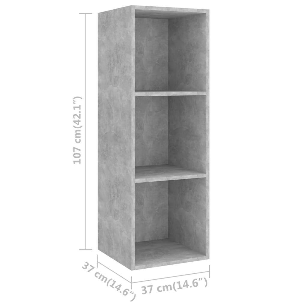 TV-Wandschrank Betongrau 37x37x107 cm Holzwerkstoff