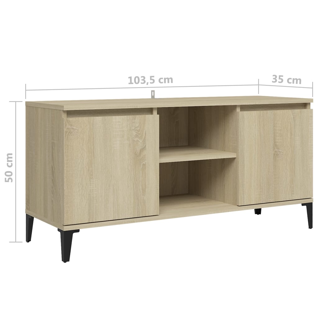 TV-Schrank mit Metallbeinen Sonoma-Eiche 103,5x35x50 cm