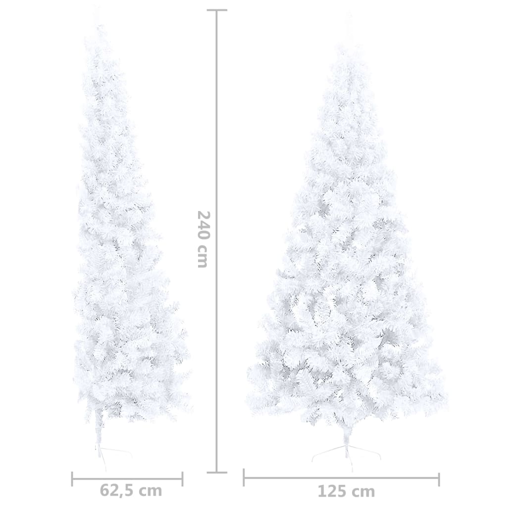 Künstlicher Halb-Weihnachtsbaum mit Ständer Weiß 240 cm PVC