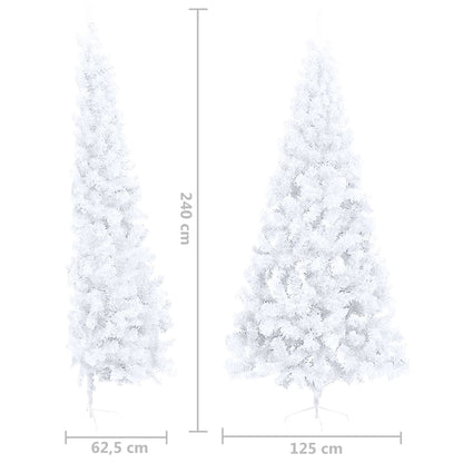 Künstlicher Halb-Weihnachtsbaum mit Ständer Weiß 240 cm PVC