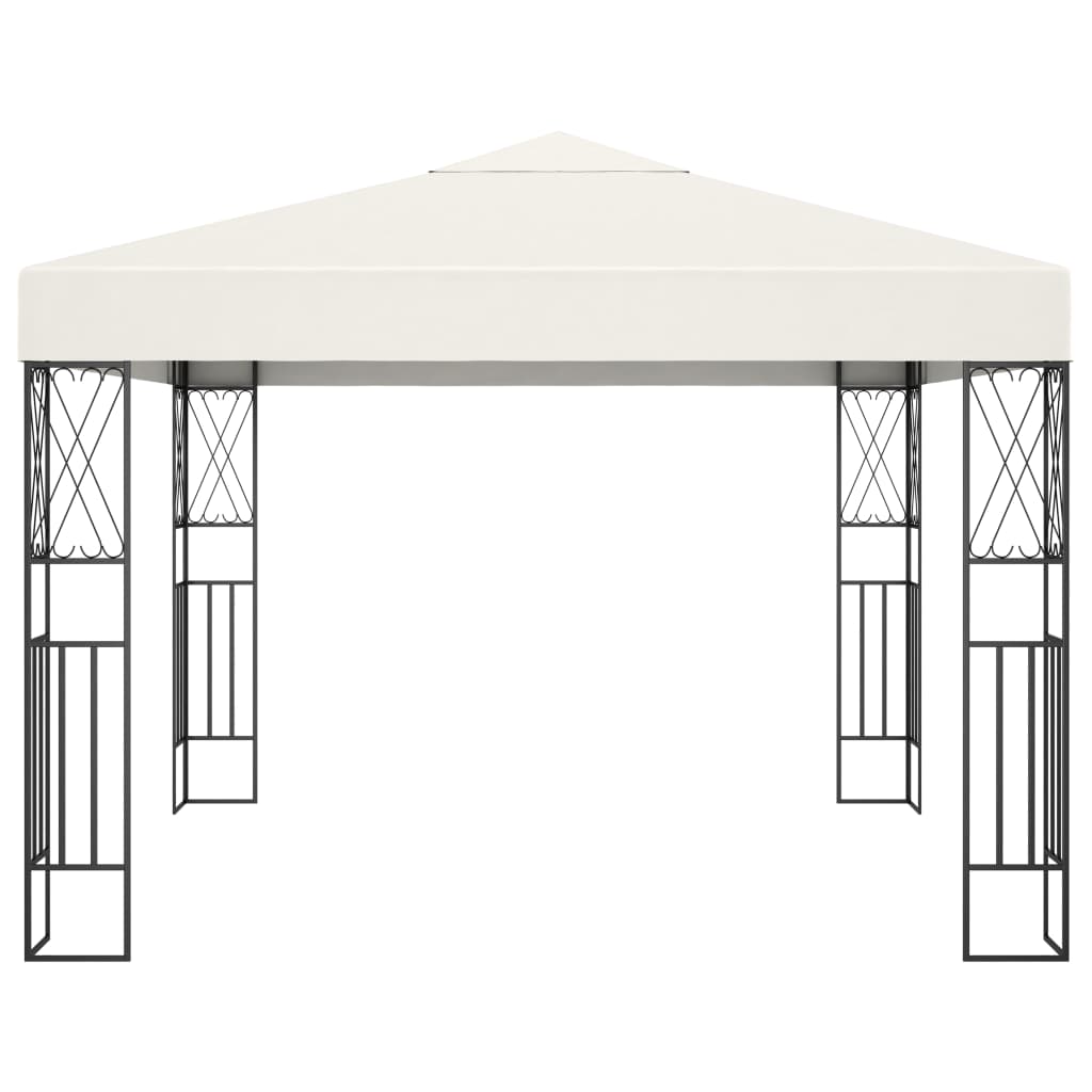 Pavillon mit LED-Lichterkette 3x3 m Creme Stoff