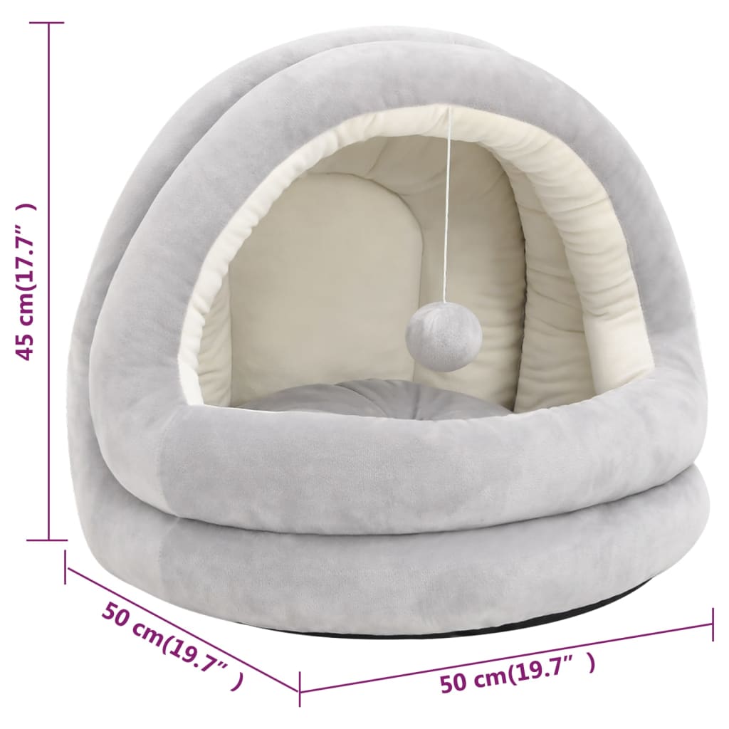 Katzenbett 50x50x45 cm Grau und Creme