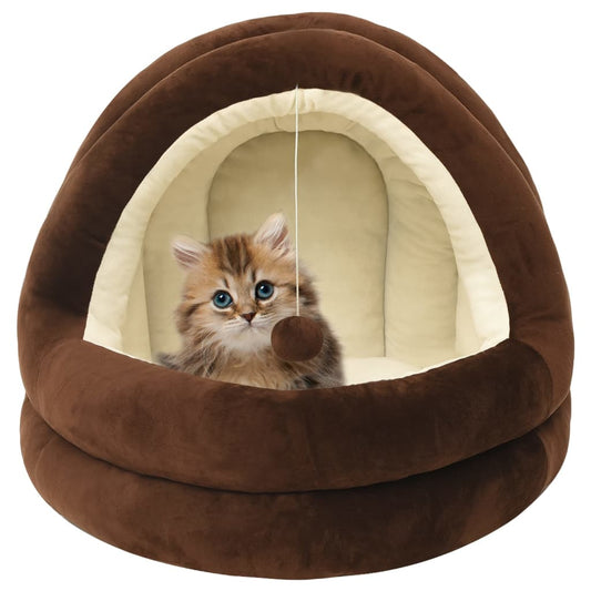 Katzenbett 50x50x45 cm Braun und Creme