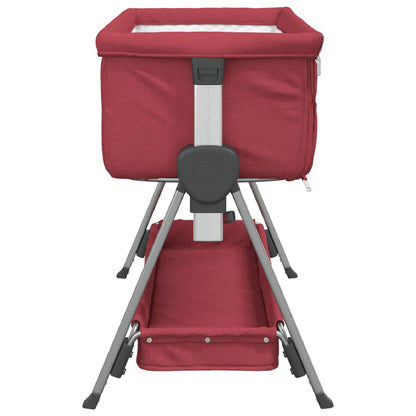 Babybett mit Matratze Rot Leinenstoff