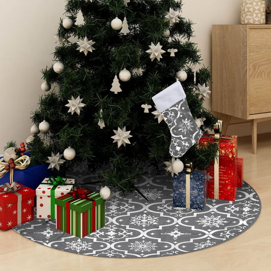Luxus-Weihnachtsbaumdecke mit Socke Grau 122 cm Stoff