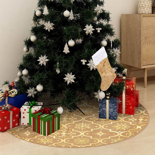 Luxus-Weihnachtsbaumdecke mit Socke Gelb 122 cm Stoff