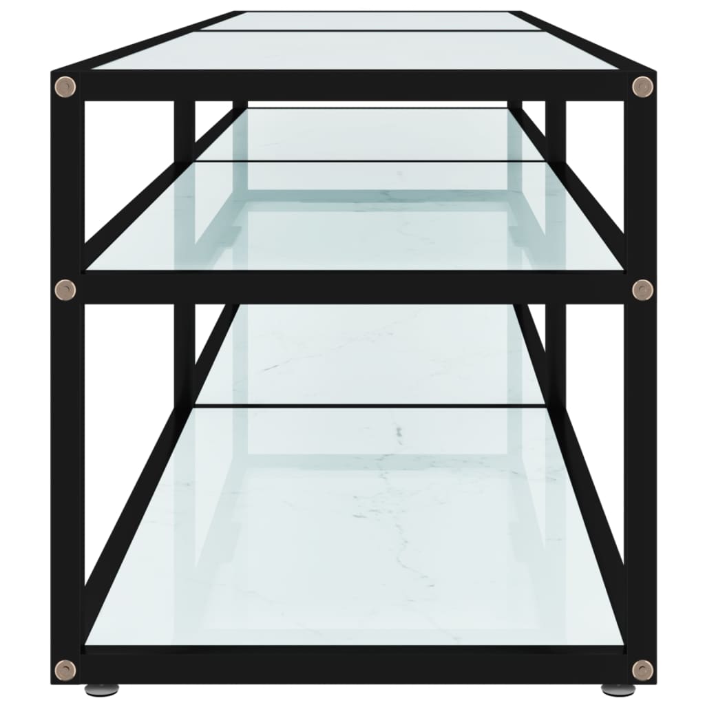 TV-Schrank Weiß Marmor-Optik 160x40x40,5 cm Hartglas