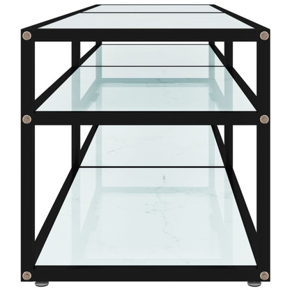 TV-Schrank Weiß Marmor-Optik 160x40x40,5 cm Hartglas