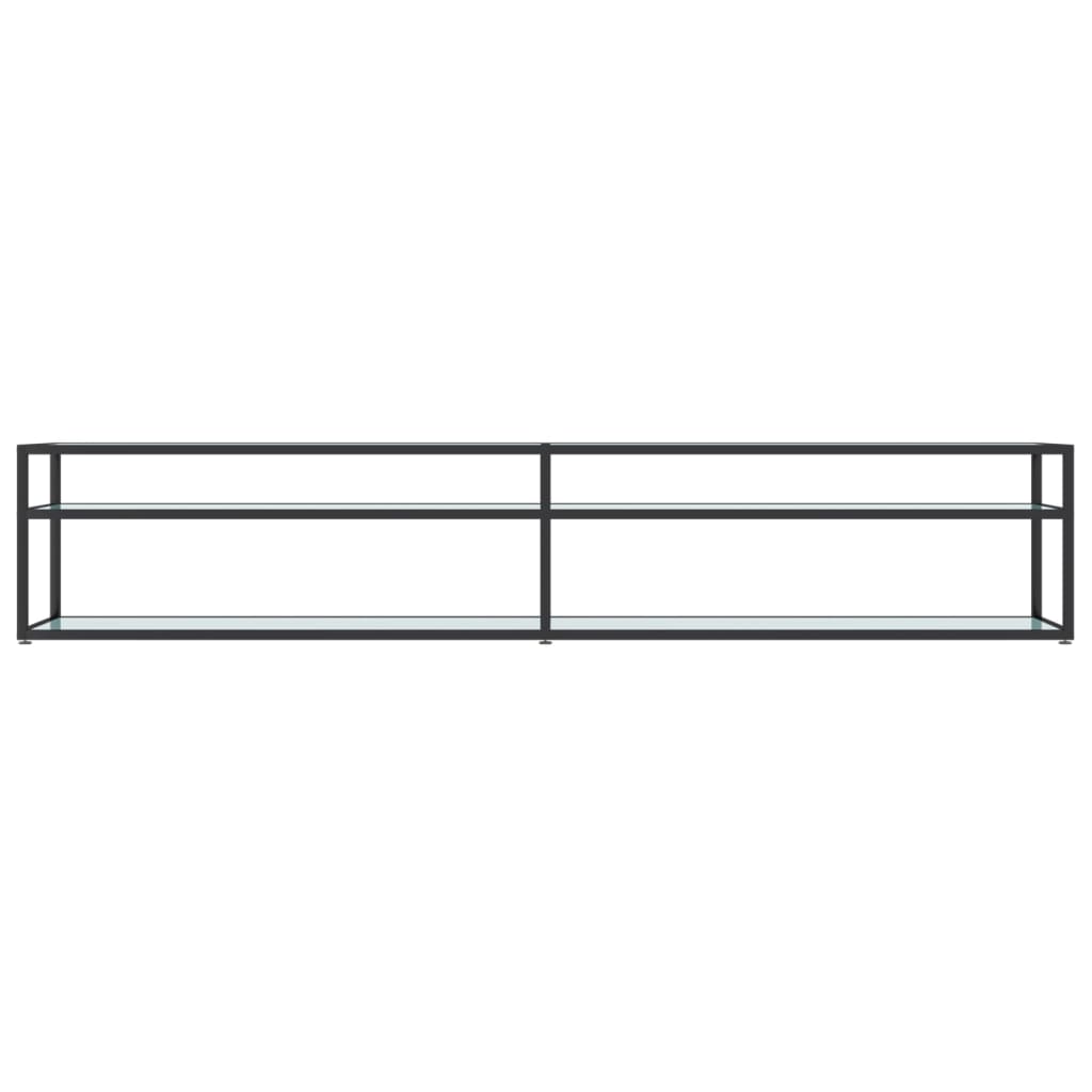 TV-Schrank Weiß Marmor-Optik 220x40x40,5 cm Hartglas
