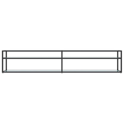 TV-Schrank Weiß Marmor-Optik 220x40x40,5 cm Hartglas