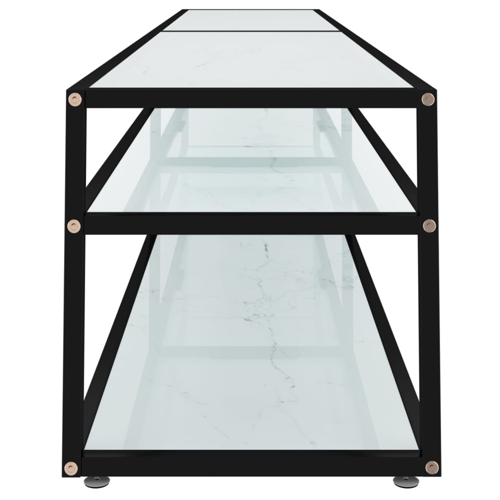 TV-Schrank Weiß Marmor-Optik 220x40x40,5 cm Hartglas