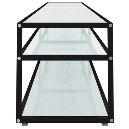 TV-Schrank Weiß Marmor-Optik 220x40x40,5 cm Hartglas