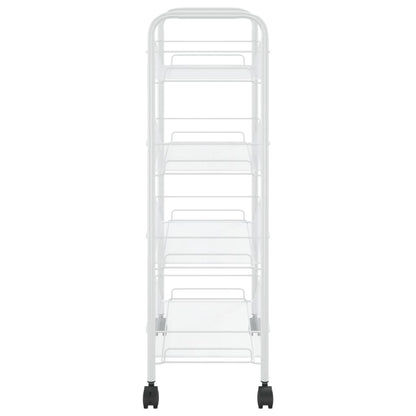 Küchenwagen 4 Etagen Weiß 46x26x85 cm Eisen
