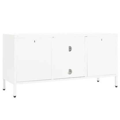 TV-Schrank Weiß 105x35x52 cm Stahl und Glas