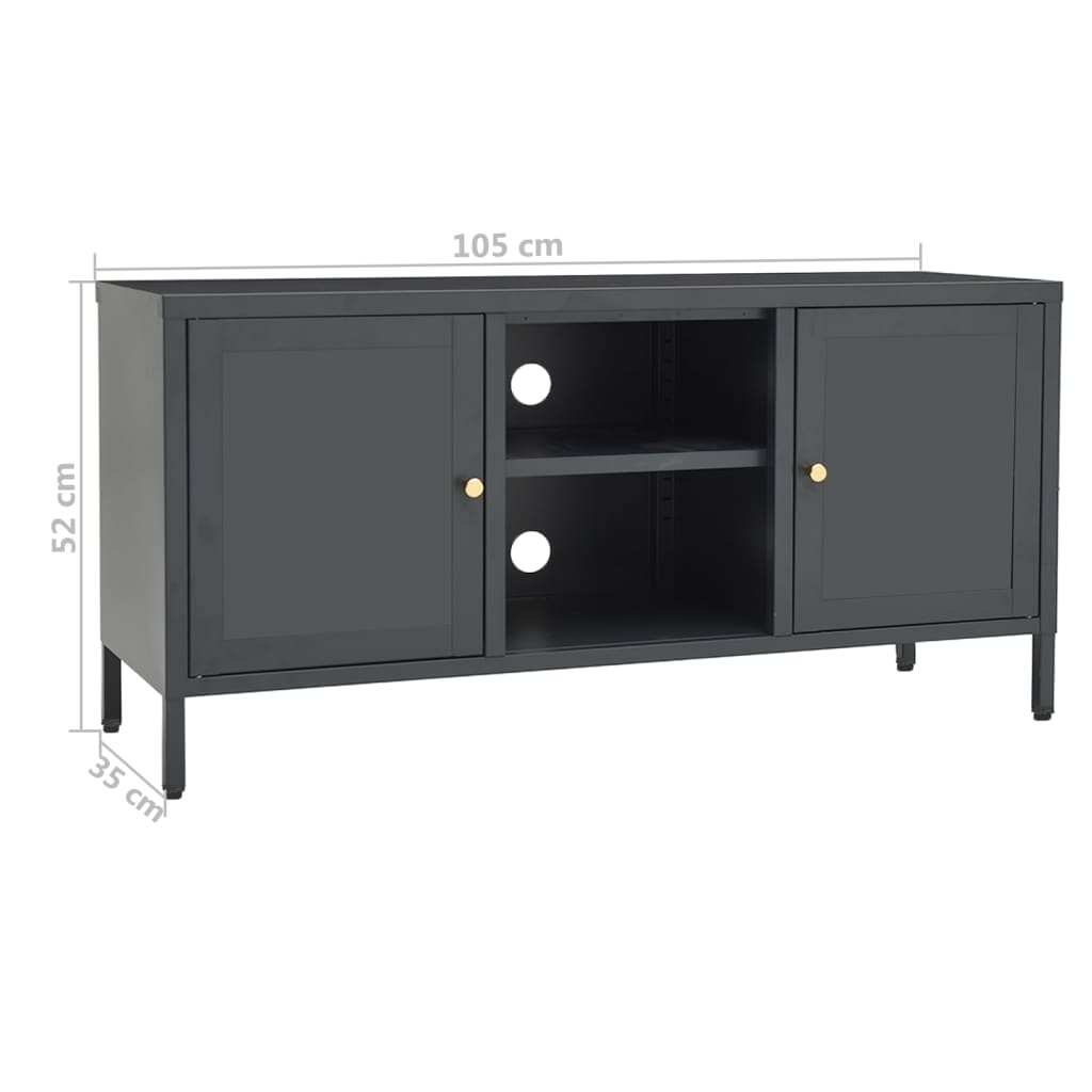 TV-Schrank Anthrazit 105x35x52 cm Stahl und Glas