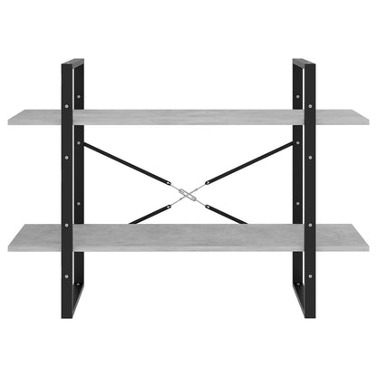 Bücherregal 2 Fächer Betongrau 100x30x70 cm Holzwerkstoff