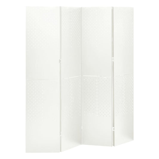 4-tlg. Raumteiler Weiß 160x180 cm Stahl