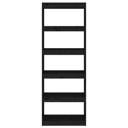 Bücherregal/Raumteiler Schwarz 60x30x167,5 cm Massivholz Kiefer