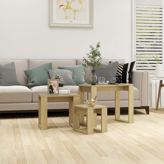 Satztische 3-tlg. Sonoma-Eiche Holzwerkstoff