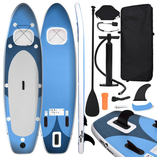 SUP-Board-Set Aufblasbar Blau 300x76x10 cm