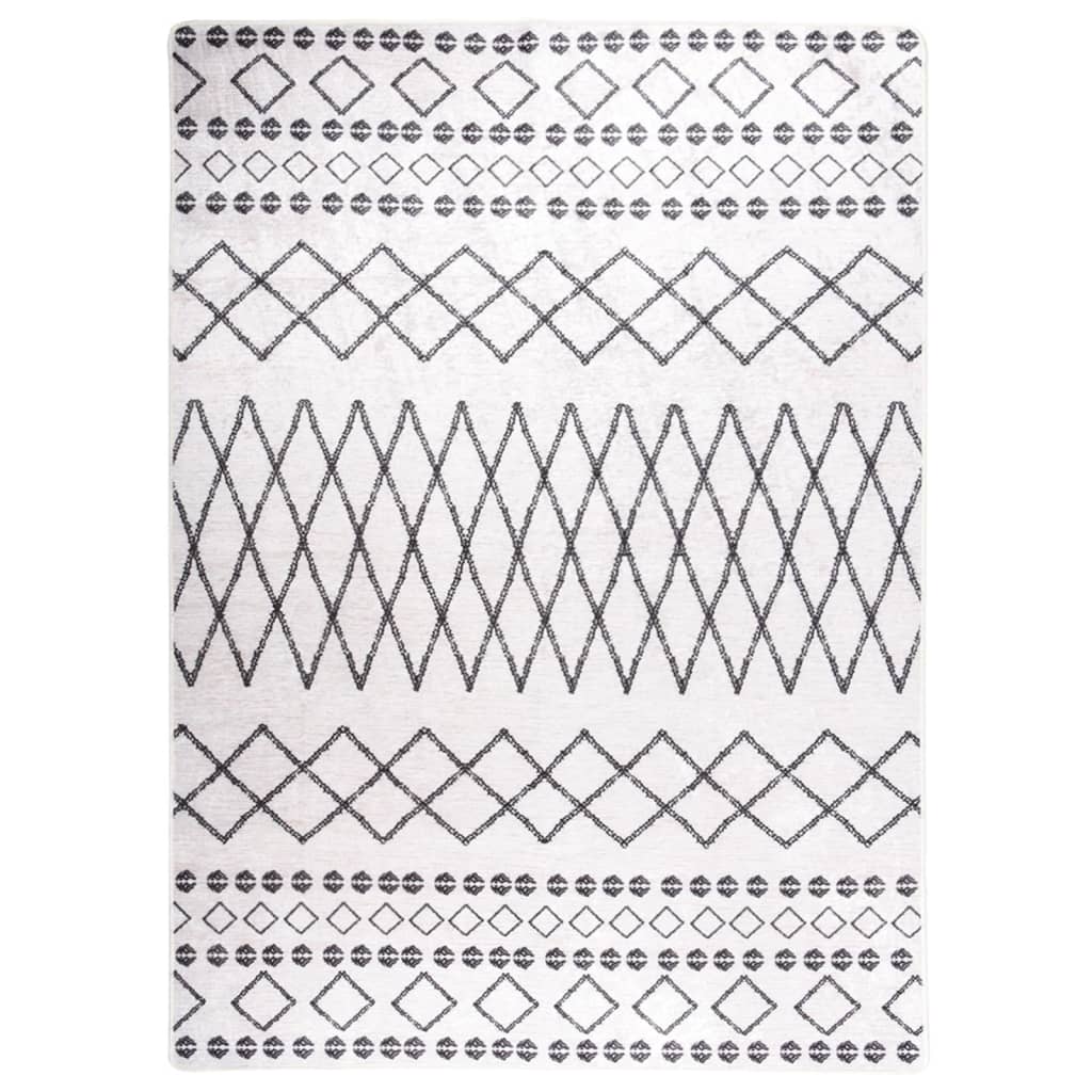 Teppich Waschbar Schwarz und Weiß 120x180 cm Rutschfest