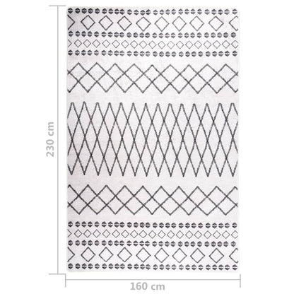 Teppich Waschbar 160x230 cm Schwarz und Weiß Rutschfest