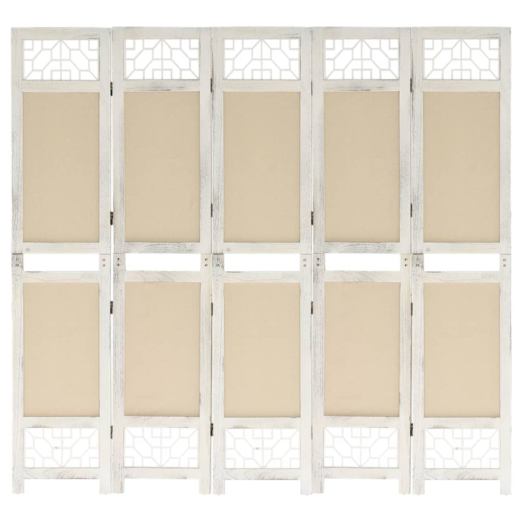 5-tlg. Raumteiler Creme 175x165 cm Stoff