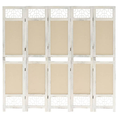 5-tlg. Raumteiler Creme 175x165 cm Stoff