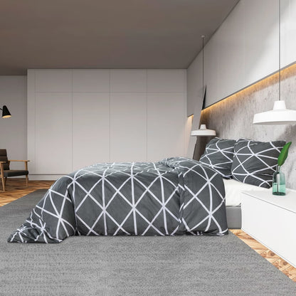 Bettwäsche-Set Grau 200x220 cm Baumwolle