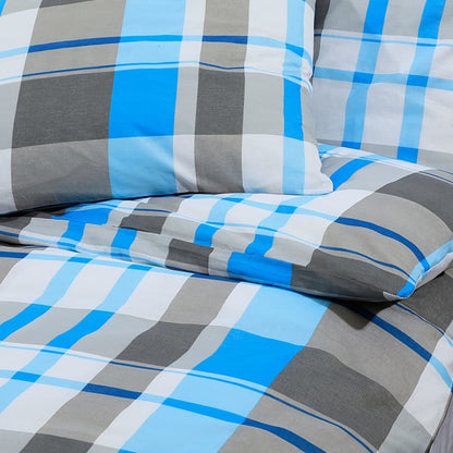 Bettwäsche-Set Blau und Grau 135x200 cm Baumwolle