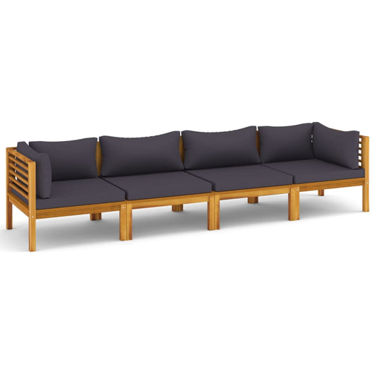 4-Sitzer-Gartensofa mit Kissen Massivholz Akazie