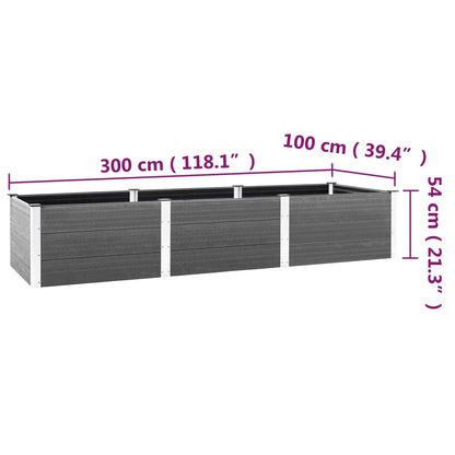 vidaXL Hochbeet Grau 300x100x54 cm WPC