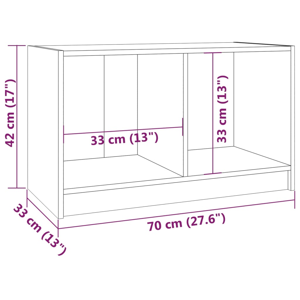 TV-Schrank Grau 70x33x42 cm Massivholz Kiefer