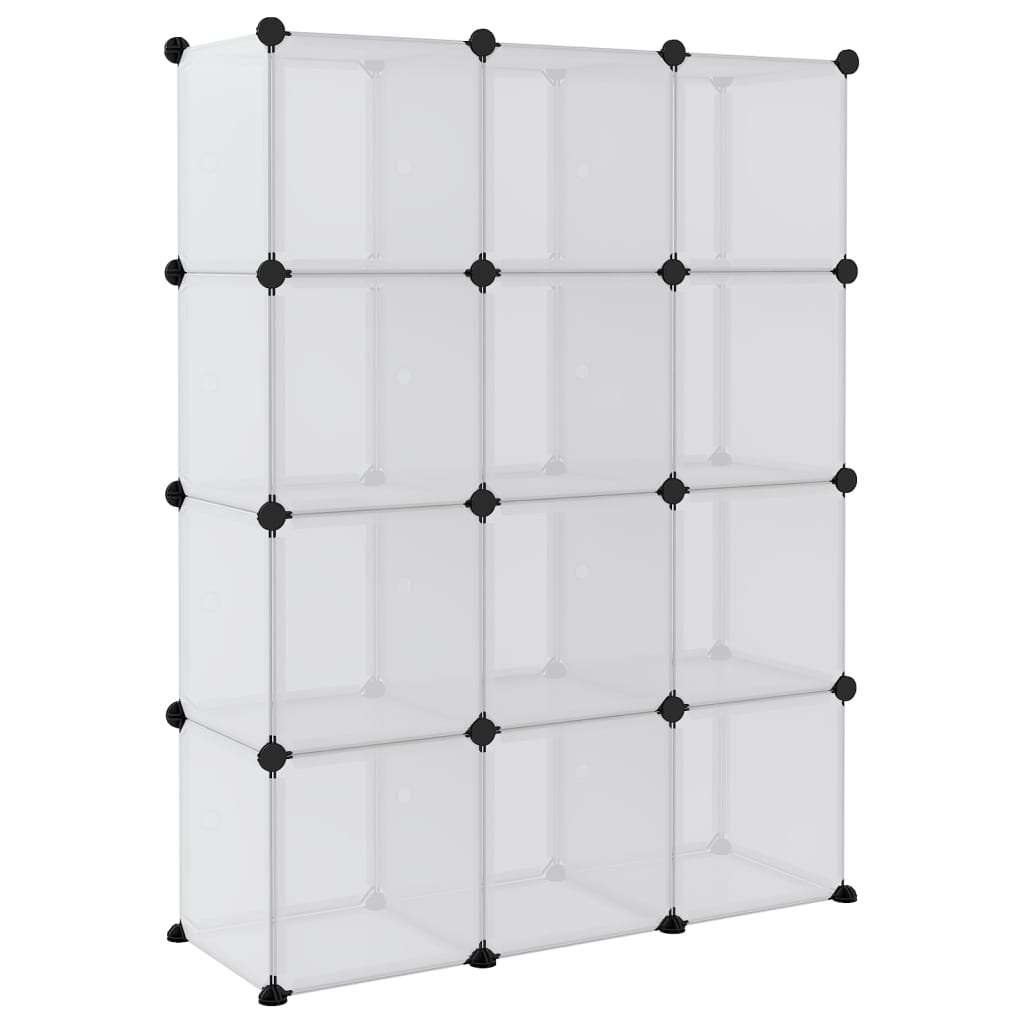 Aufbewahrungswürfel-Organizer mit 12 Würfeln und Türen Transparent PP
