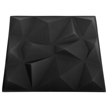 3D-Wandpaneele 12 Stk. 50x50 cm Diamant Schwarz 3 m²