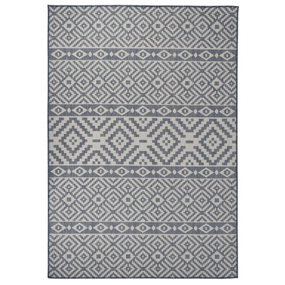 Outdoor-Teppich Flachgewebe 160x230 cm Blau Gestreift