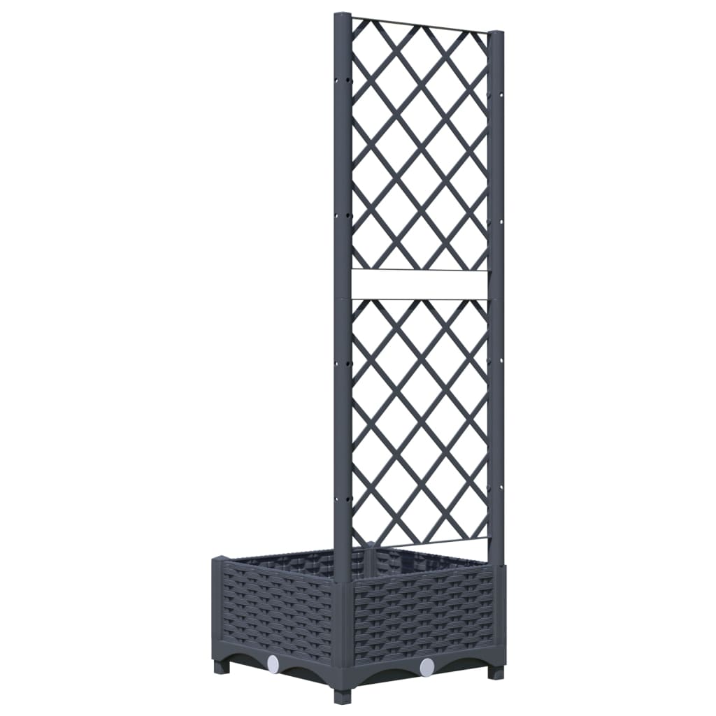 Garten-Pflanzgefäß mit Spalier Blaugrau 40 x 40 x 121,5 cm PP