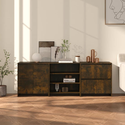 3-tlg. Sideboard Räuchereiche Holzwerkstoff