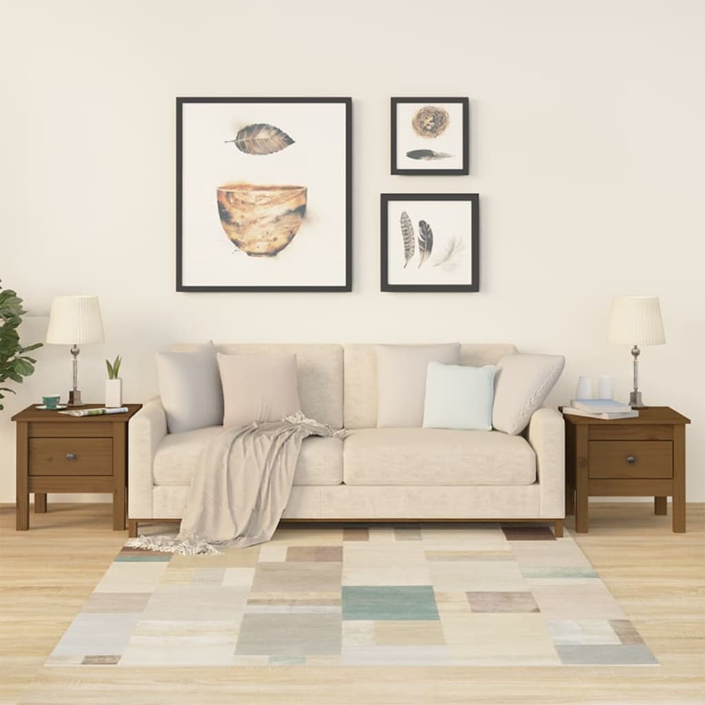 Beistelltische 2 Stk. Honigbraun 40x40x39 cm Massivholz Kiefer