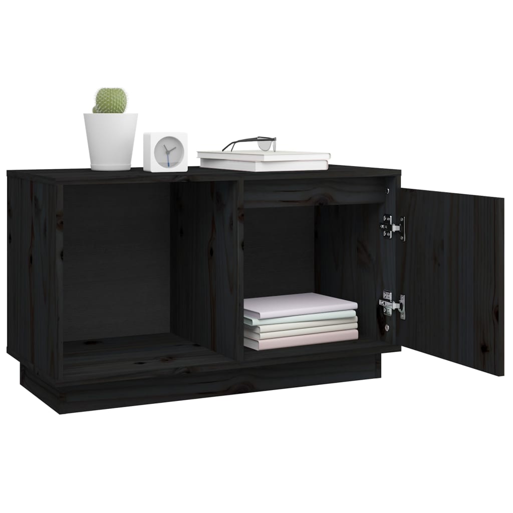 TV-Schrank Schwarz 74x35x44 cm Massivholz Kiefer