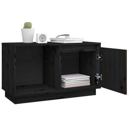 TV-Schrank Schwarz 74x35x44 cm Massivholz Kiefer