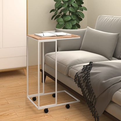 Beistelltisch mit Rollen Weiß 40x30x63,5 cm Holzwerkstoff