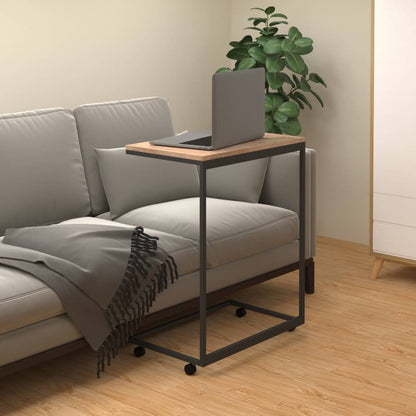 Beistelltisch mit Rollen Schwarz 55x35x70 cm Holzwerkstoff