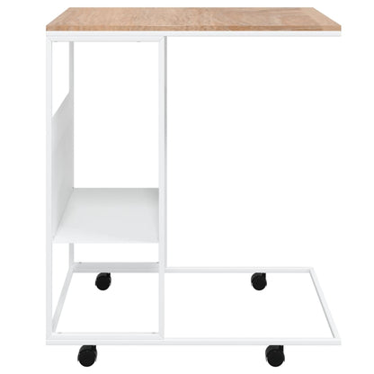 Beistelltisch mit Rollen Weiß 55x36x63,5 cm Holzwerkstoff