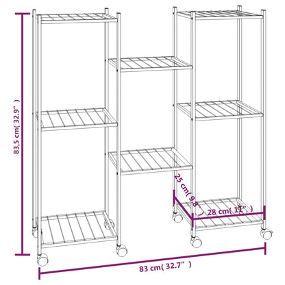 Blumenständer mit Rollen 83x25x83,5 cm Schwarz Eisen