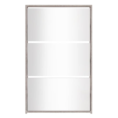 Schuhschrank mit Spiegel 3 Fächer Betongrau 63x17x102,5 cm